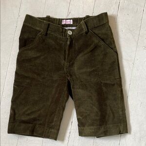Olive Green Kids Velvet Shorts